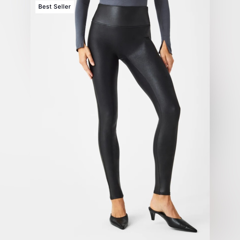 SPANX Faux Leather High-Waisted Black Leggings